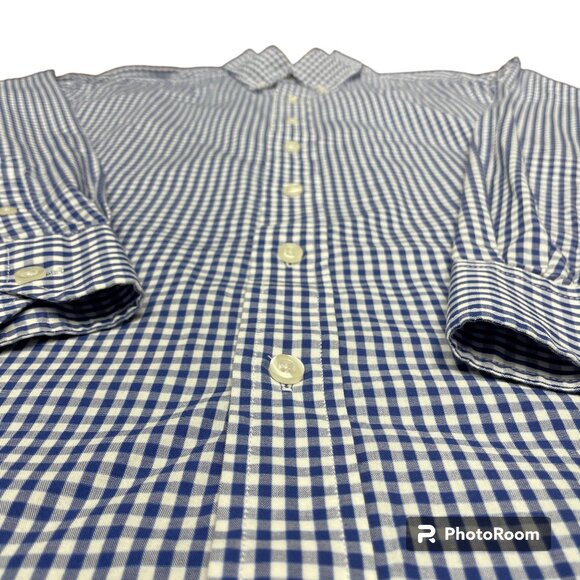 Men's NAUTICA Blue/White Gingham Button Down Long Sleeve Shirt- Size Large - Picture 4 of 10